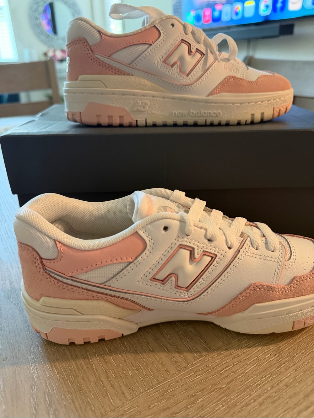 New Balance Kids Pink & White Low-Top Sneakers